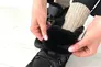 Ботинки женские кожа флотар черного цвета с вставкой замши зимние Фото 5
