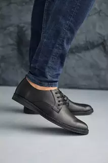 Мужские туфли кожаные весенне-осенние черные Emirro 343