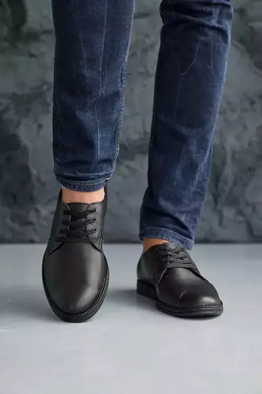 Чоловічі туфлі шкіряні весняно-осінні чорні Emirro 343 фото 2 — інтернет-магазин Tapok