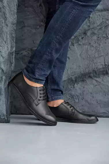 Чоловічі туфлі шкіряні весняно-осінні чорні Emirro 343 фото 4 — інтернет-магазин Tapok
