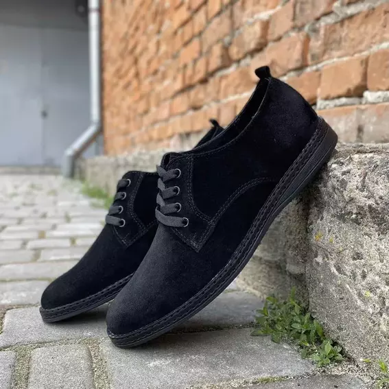 Чоловічі туфлі замшеві весняно-осінні чорні Emirro 343 фото 1 — інтернет-магазин Tapok