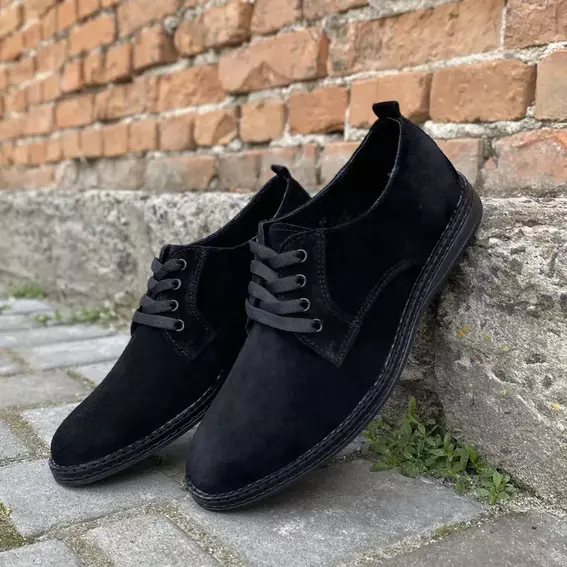 Чоловічі туфлі замшеві весняно-осінні чорні Emirro 343 фото 2 — інтернет-магазин Tapok