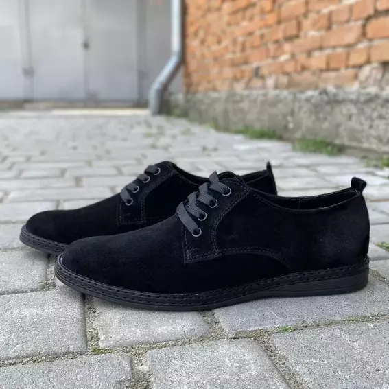 Чоловічі туфлі замшеві весняно-осінні чорні Emirro 343 фото 9 — інтернет-магазин Tapok
