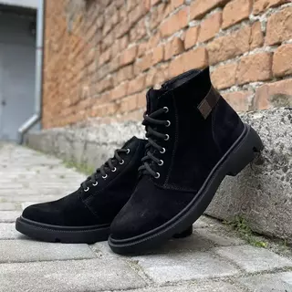 Жіночі черевики замшеві зимові чорні Milord 1070
