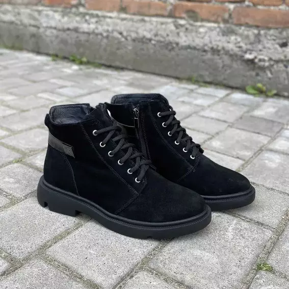 Женские ботинки замшевые зимние черные Milord 1070 фото 2 — интернет-магазин Tapok