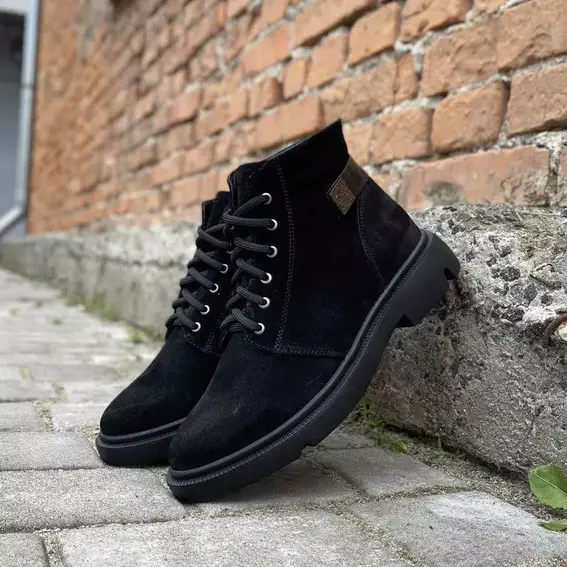 Женские ботинки замшевые зимние черные Milord 1070 фото 5 — интернет-магазин Tapok