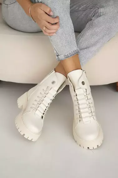 Женские ботинки кожаные зимние молочные Vikont 7 фото 4 — интернет-магазин Tapok