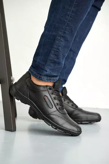 Мужские кроссовки кожаные весенне-осенние черные Emirro Cros фото 1 — интернет-магазин Tapok