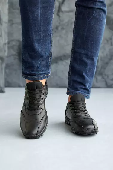 Мужские кроссовки кожаные весенне-осенние черные Emirro Cros фото 3 — интернет-магазин Tapok